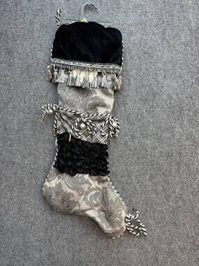 Serendipity Christmas Stocking Gray Black Tassel Velvet Holiday Decor New